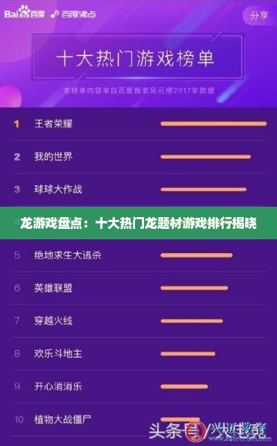 龙游戏盘点：十大热门龙题材游戏排行揭晓