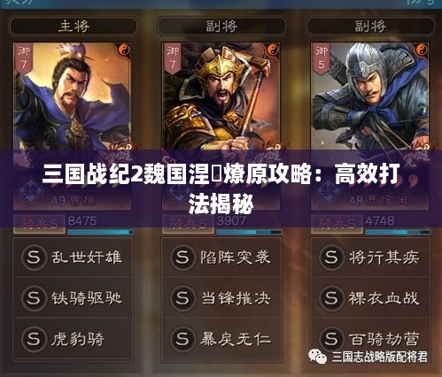 三国战纪2魏国涅槃燎原攻略：高效打法揭秘