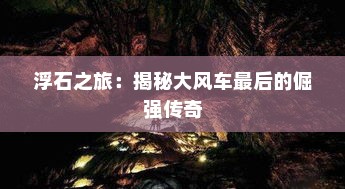 浮石之旅：揭秘大风车最后的倔强传奇