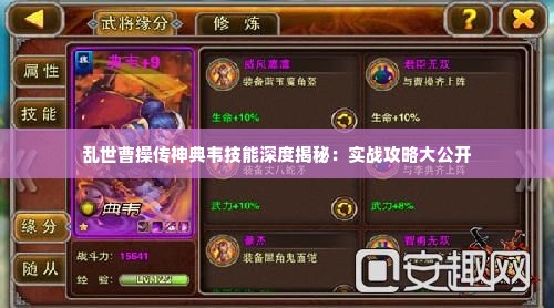 乱世曹操传神典韦技能深度揭秘：实战攻略大公开