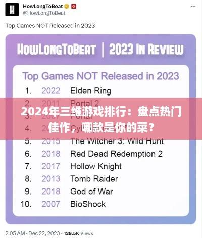 2024年三维游戏排行：盘点热门佳作，哪款是你的菜？