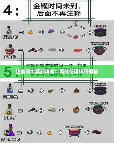独奏骑士魔药攻略：高效使用技巧揭秘