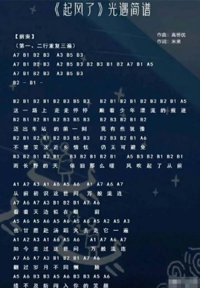 《光遇》起风了乐谱钢琴版竖琴数字简谱免费下载攻略
