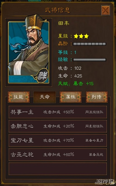 策魂三国田丰深度解析：图鉴宝物搭配与兵种攻略全揭秘